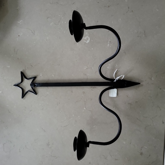 Primitive Black Cast Iron Candle Sconce - Picture 2 of 5